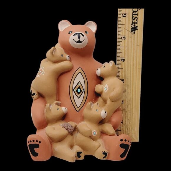 Vintage 1989 Teissedre Pottery Native American Storyteller Mama Bear with Cubs - Picture 10 of 11